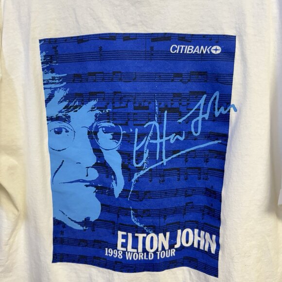 Vintage 90s Elton John T Shirt 1998 World Tour White - Picture 6 of 9